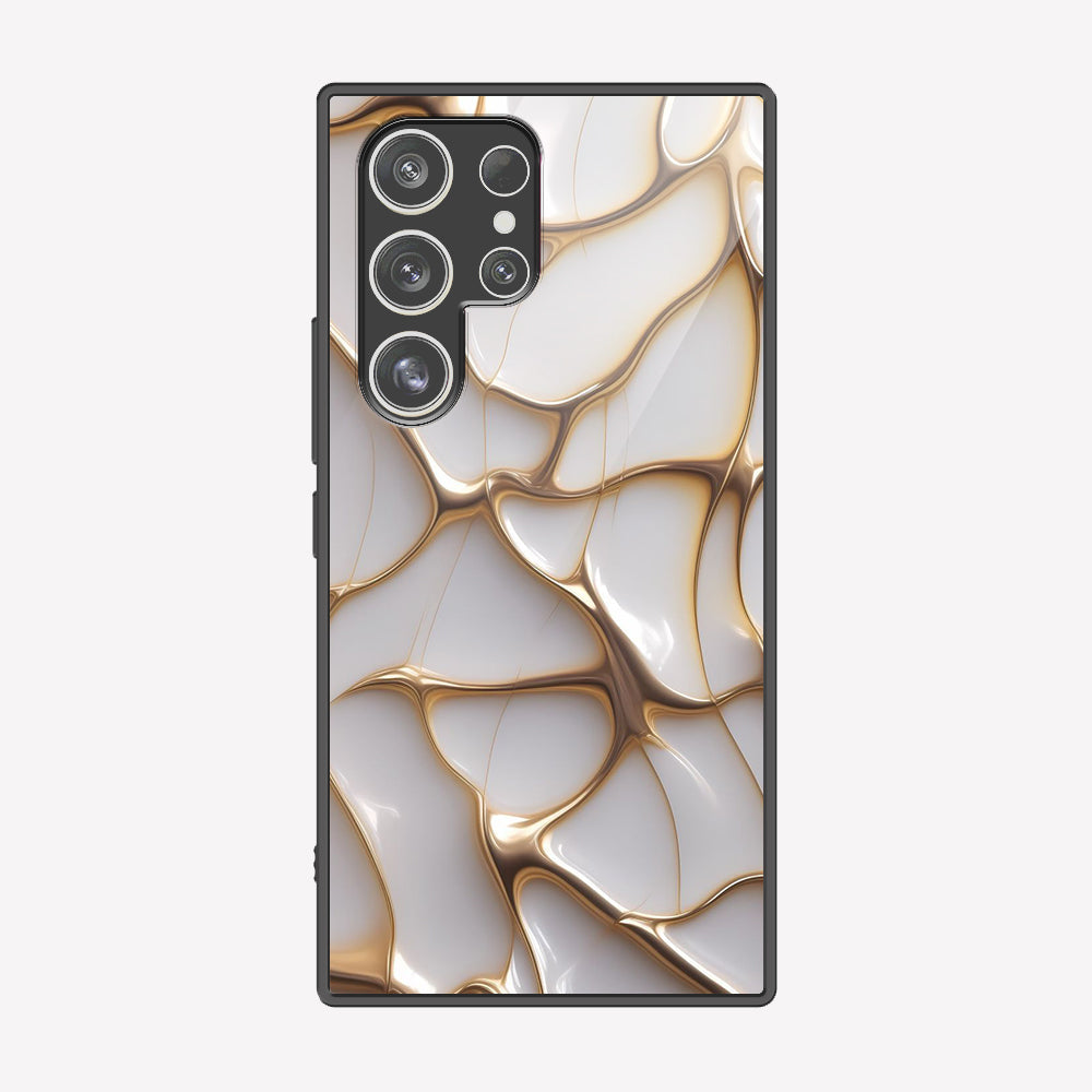 Samsung Galaxy S23 Ultra 5G Cover - Luxury Gold Marble Series - Premium Printed Metal soft Bumper shock Proof Case