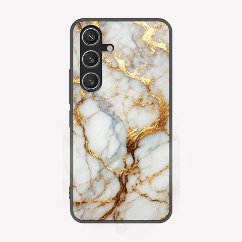 Samsung Galaxy S25 Cover - Luxury Gold Marble Series - Premium Printed Metal soft Bumper shock Proof Case