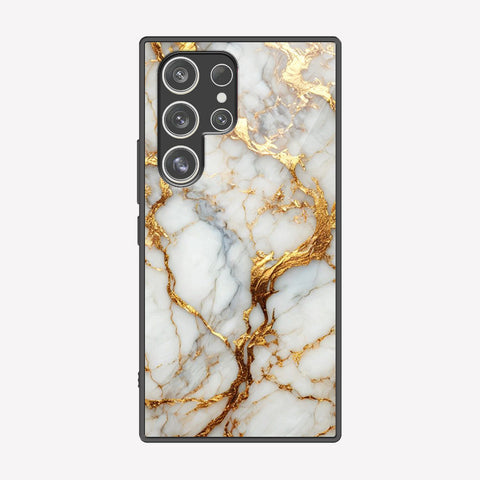 Samsung Galaxy S24 Ultra Cover - Luxury Gold Marble Series - Premium Printed Metal soft Bumper shock Proof Case