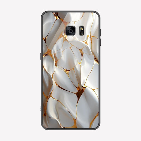 Samsung Galaxy S6 Edge Cover - Luxury Gold Marble Series - Premium Printed Metal soft Bumper shock Proof Case