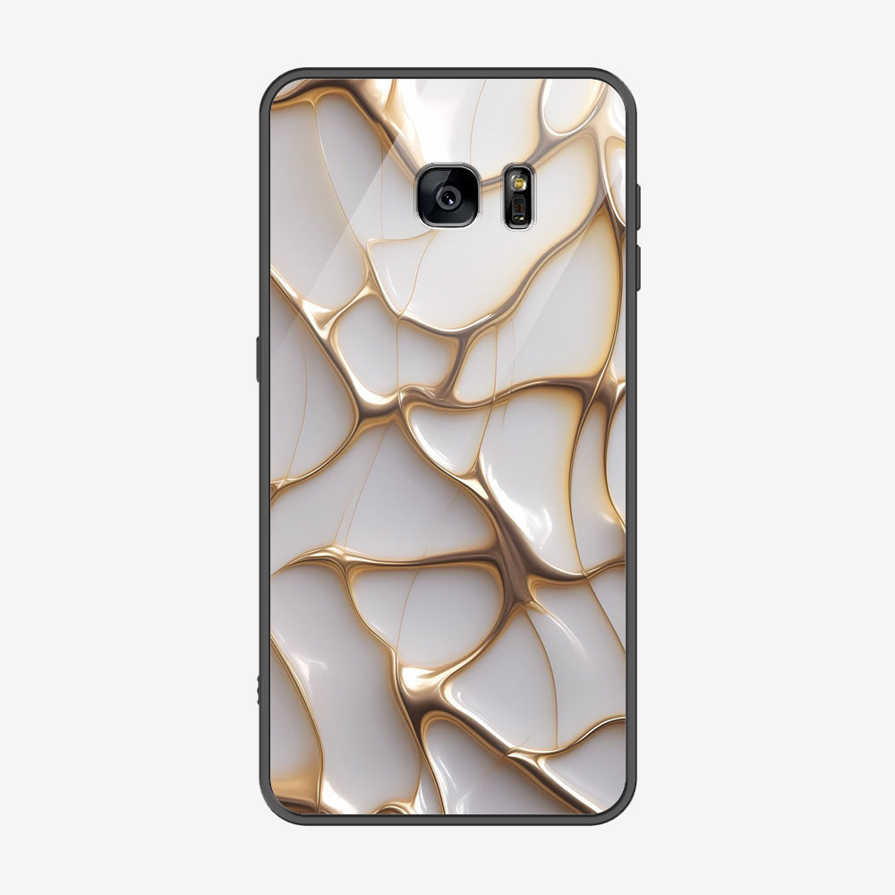 Samsung Galaxy S6 Edge Cover - Luxury Gold Marble Series - Premium Printed Metal soft Bumper shock Proof Case