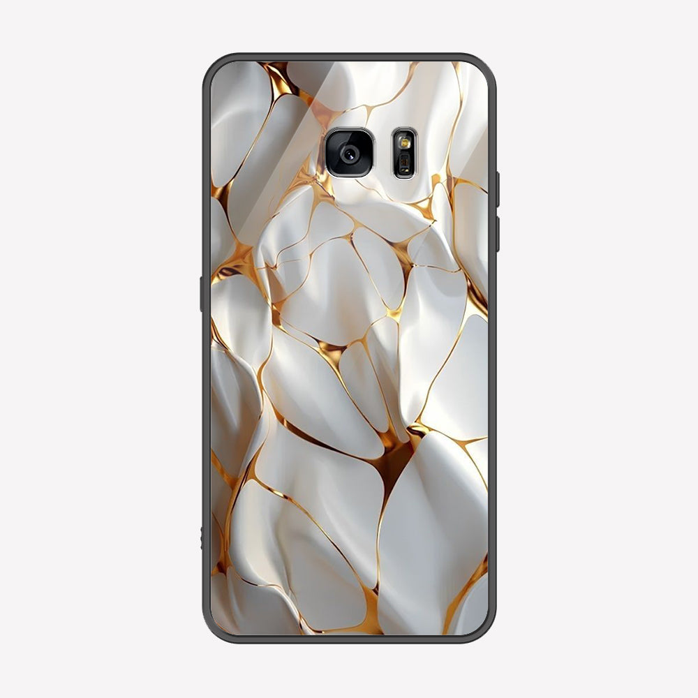 Samsung Galaxy S6 Edge Plus Cover - Luxury Gold Marble Series - Premium Printed Metal soft Bumper shock Proof Case