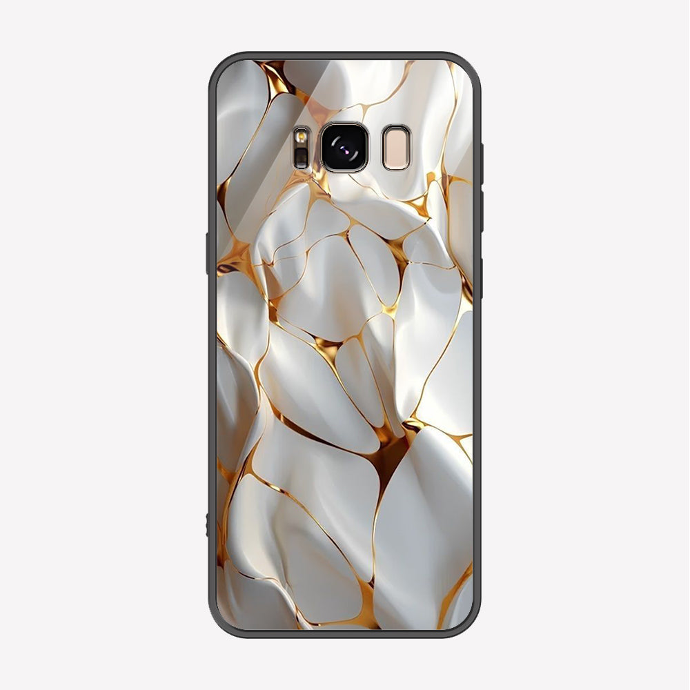Samsung Galaxy S8 Cover - Luxury Gold Marble Series - Premium Printed Metal soft Bumper shock Proof Case