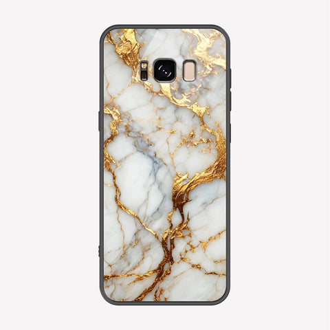 Samsung Galaxy S8 Cover - Luxury Gold Marble Series - Premium Printed Metal soft Bumper shock Proof Case