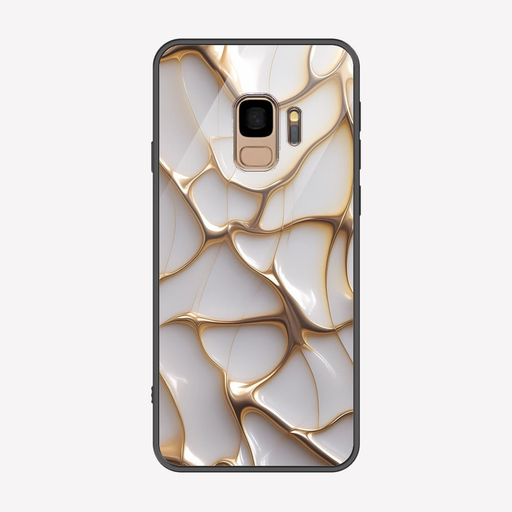 Samsung Galaxy S9 Cover - Luxury Gold Marble Series - Premium Printed Metal soft Bumper shock Proof Case