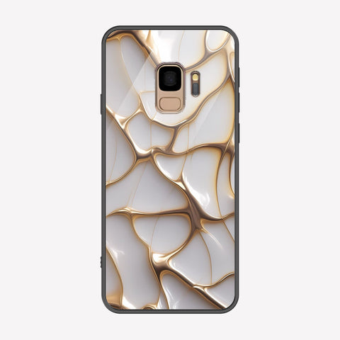 Samsung Galaxy S9 Cover - Luxury Gold Marble Series - Premium Printed Metal soft Bumper shock Proof Case