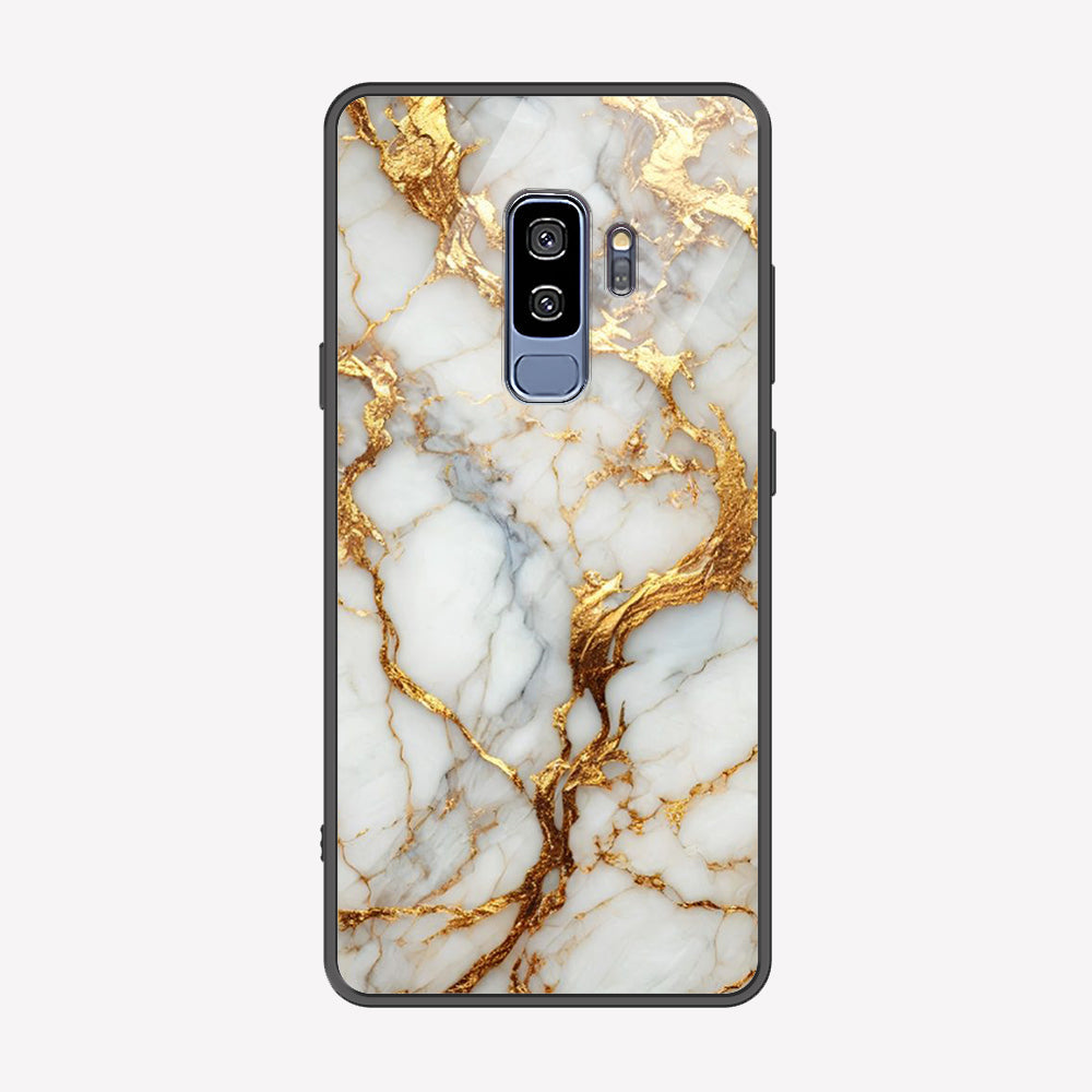 Samsung Galaxy S9 Plus Cover - Luxury Gold Marble Series - Premium Printed Metal soft Bumper shock Proof Case