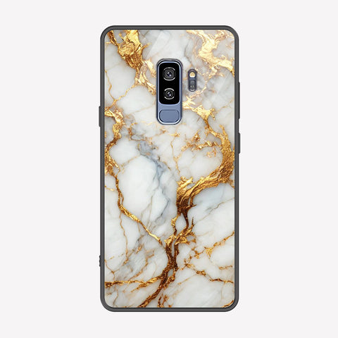 Samsung Galaxy S9 Plus Cover - Luxury Gold Marble Series - Premium Printed Metal soft Bumper shock Proof Case