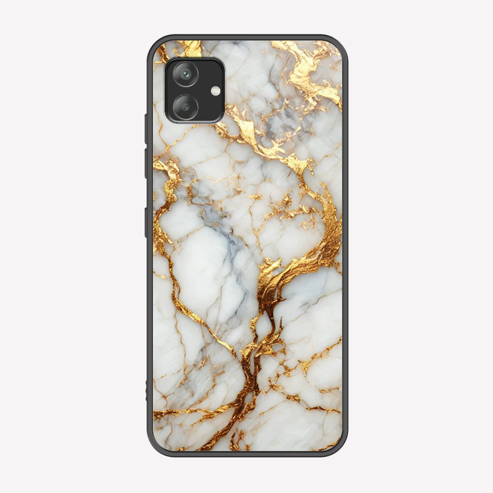 Samsung Galaxy A04e Cover - Luxury Gold Marble Series - Premium Printed Metal soft Bumper shock Proof Case