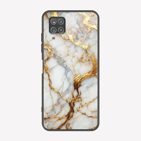 Samsung Galaxy A12 Cover - Luxury Gold Marble Series - Premium Printed Metal soft Bumper shock Proof Case