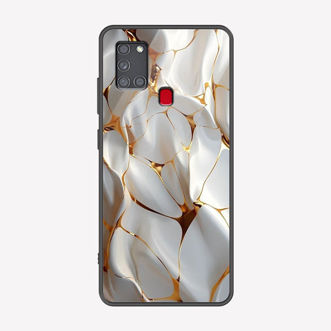Samsung Galaxy A21s Cover - Luxury Gold Marble Series - Premium Printed Metal soft Bumper shock Proof Case