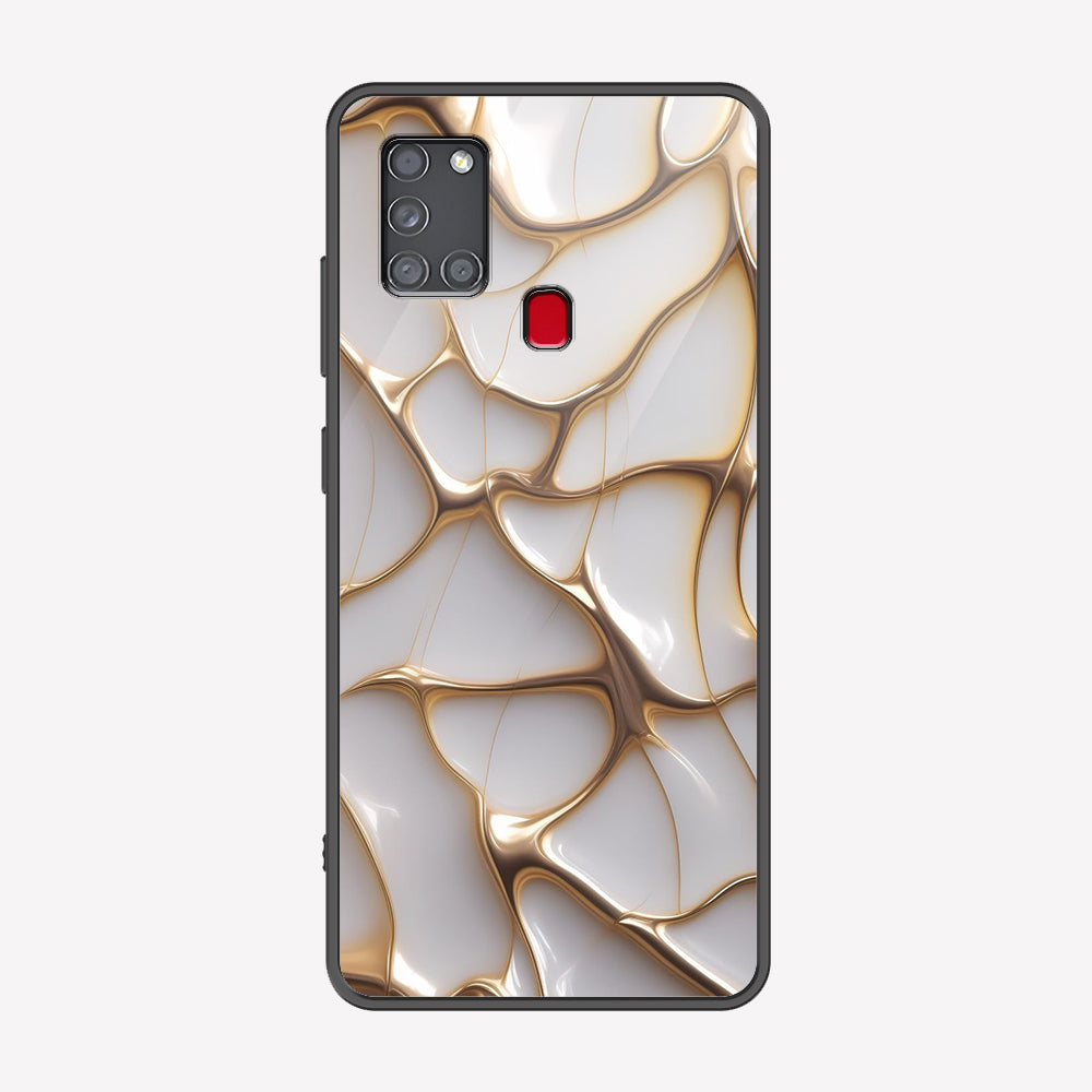 Samsung Galaxy A21s Cover - Luxury Gold Marble Series - Premium Printed Metal soft Bumper shock Proof Case