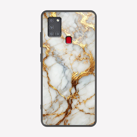 Samsung Galaxy A21s Cover - Luxury Gold Marble Series - Premium Printed Metal soft Bumper shock Proof Case