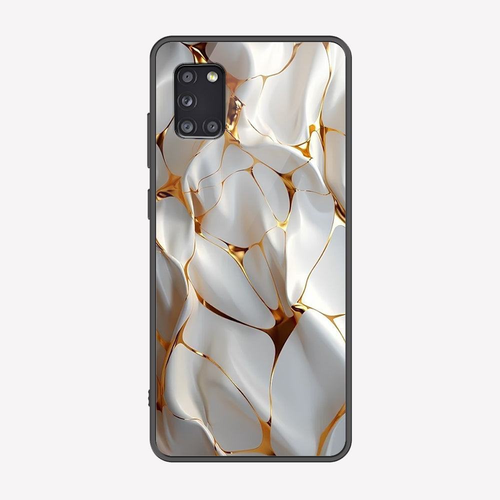 Samsung Galaxy A31 Cover - Luxury Gold Marble Series - Premium Printed Metal soft Bumper shock Proof Case
