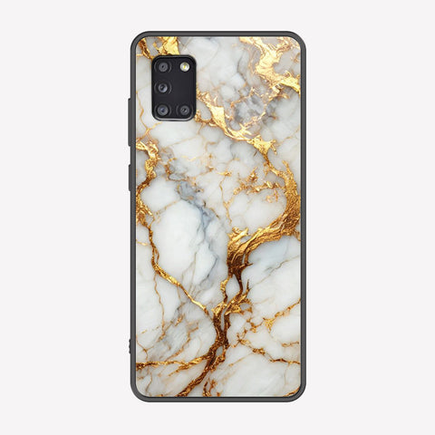 Samsung Galaxy A31 Cover - Luxury Gold Marble Series - Premium Printed Metal soft Bumper shock Proof Case