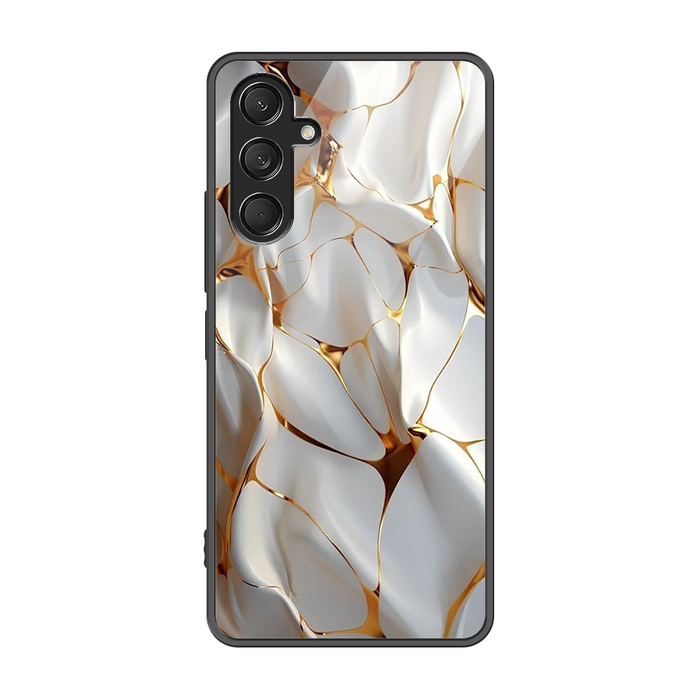 Samsung Galaxy A56 Cover - Luxury Gold Marble Series - Premium Printed Metal soft Bumper shock Proof Case