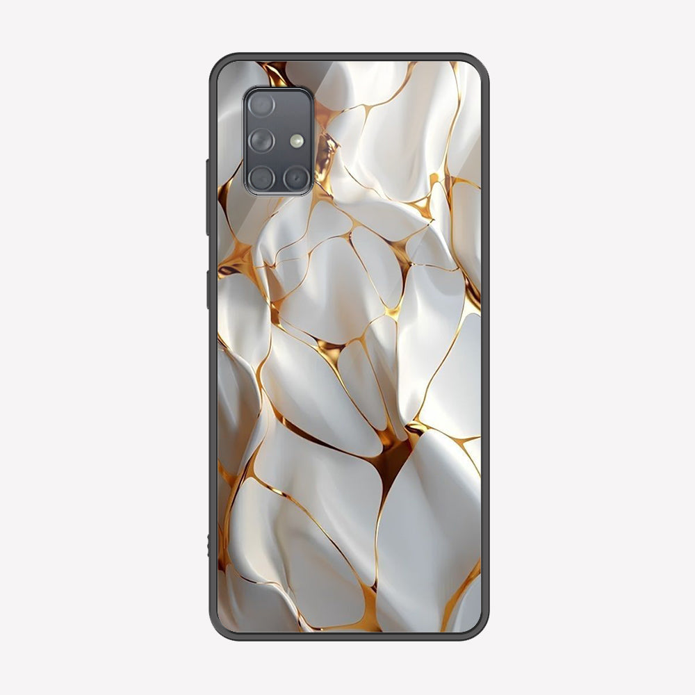 Samsung Galaxy A71 Cover - Luxury Gold Marble Series - Premium Printed Metal soft Bumper shock Proof Case