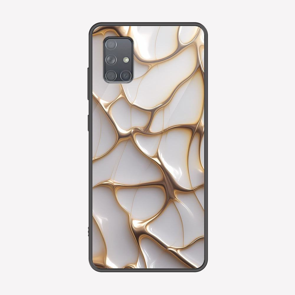 Samsung Galaxy A71 Cover - Luxury Gold Marble Series - Premium Printed Metal soft Bumper shock Proof Case