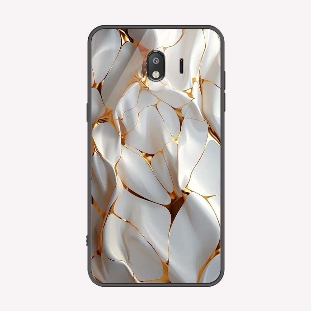 Samsung Galaxy J4 2018 Cover - Luxury Gold Marble Series - Premium Printed Metal soft Bumper shock Proof Case
