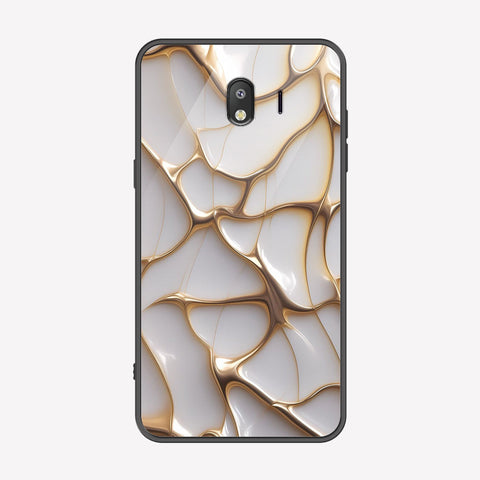 Samsung Galaxy J4 2018 Cover - Luxury Gold Marble Series - Premium Printed Metal soft Bumper shock Proof Case