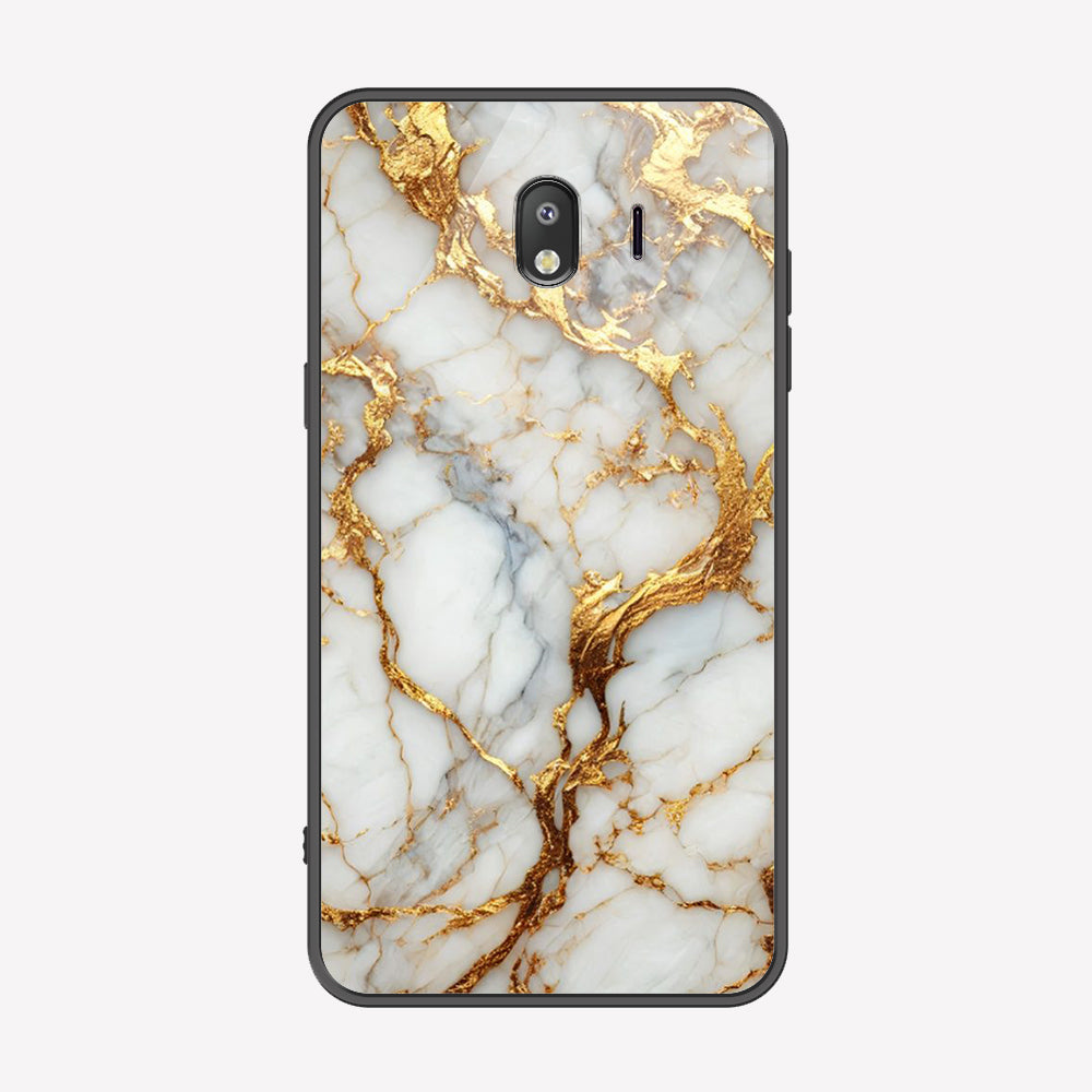 Samsung Galaxy J4 2018 Cover - Luxury Gold Marble Series - Premium Printed Metal soft Bumper shock Proof Case