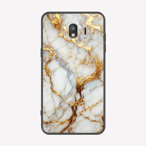 Samsung Galaxy J4 2018 Cover - Luxury Gold Marble Series - Premium Printed Metal soft Bumper shock Proof Case
