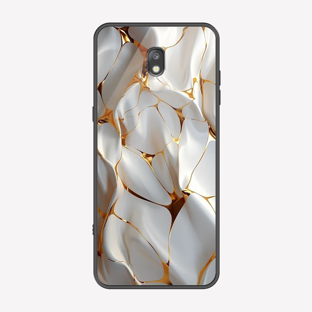 Samsung Galaxy J7 2015 Cover - Luxury Gold Marble Series - Premium Printed Metal soft Bumper shock Proof Case