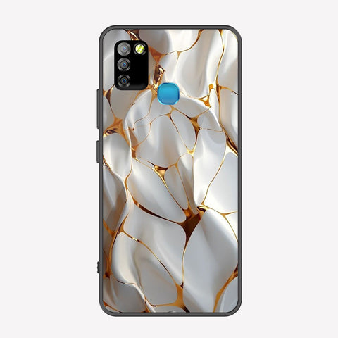Infinix Smart 5 Cover - Luxury Gold Marble Series - Premium Printed Metal soft Bumper shock Proof Case