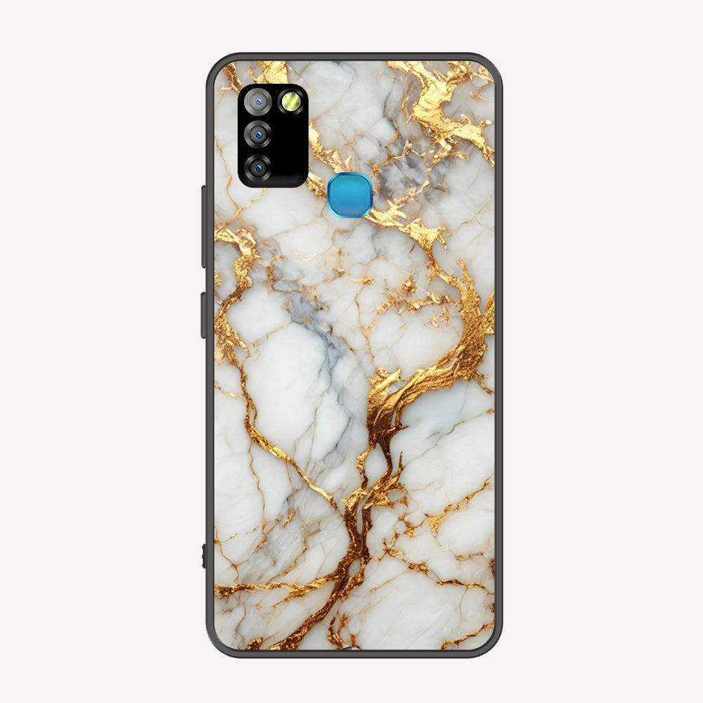 Infinix Smart 5 Cover - Luxury Gold Marble Series - Premium Printed Metal soft Bumper shock Proof Case