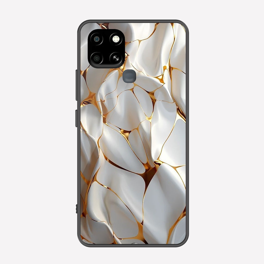 Infinix Smart 6 Cover - Luxury Gold Marble Series - Premium Printed Metal soft Bumper shock Proof Case