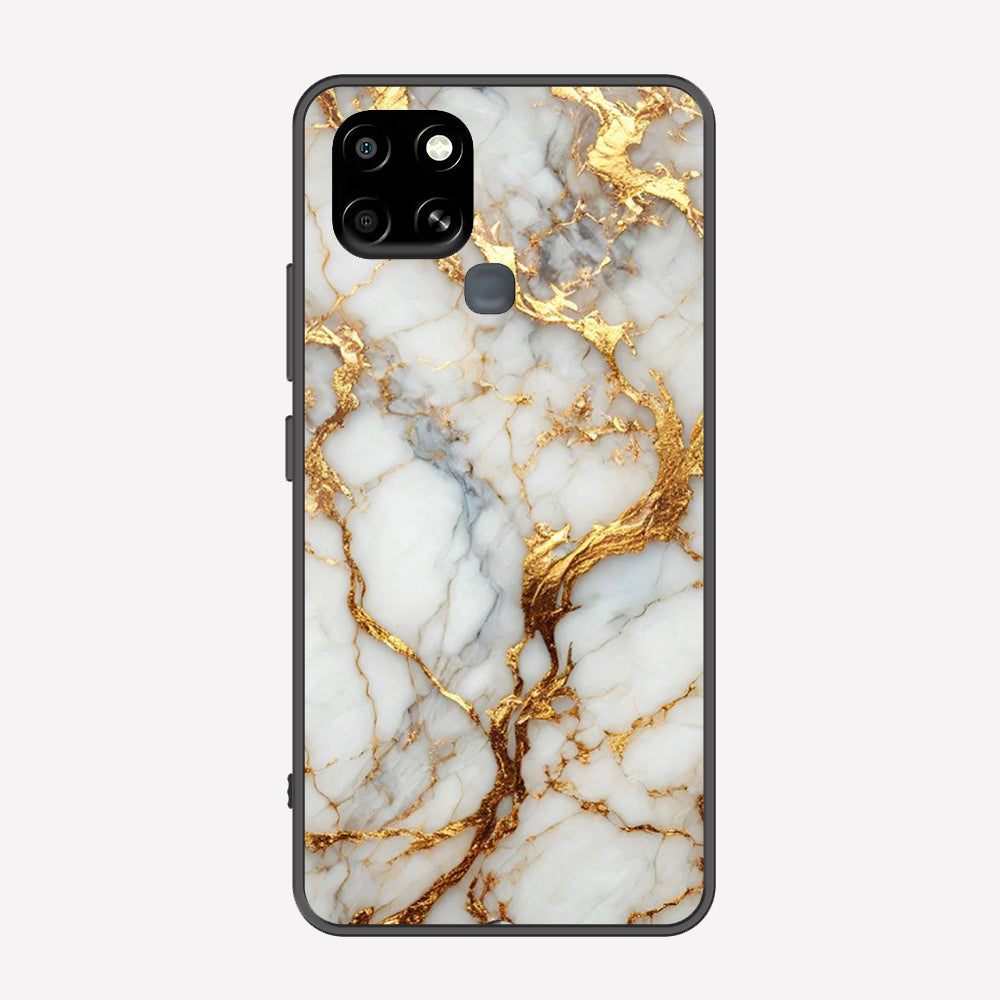 Infinix Smart 6 Cover - Luxury Gold Marble Series - Premium Printed Metal soft Bumper shock Proof Case