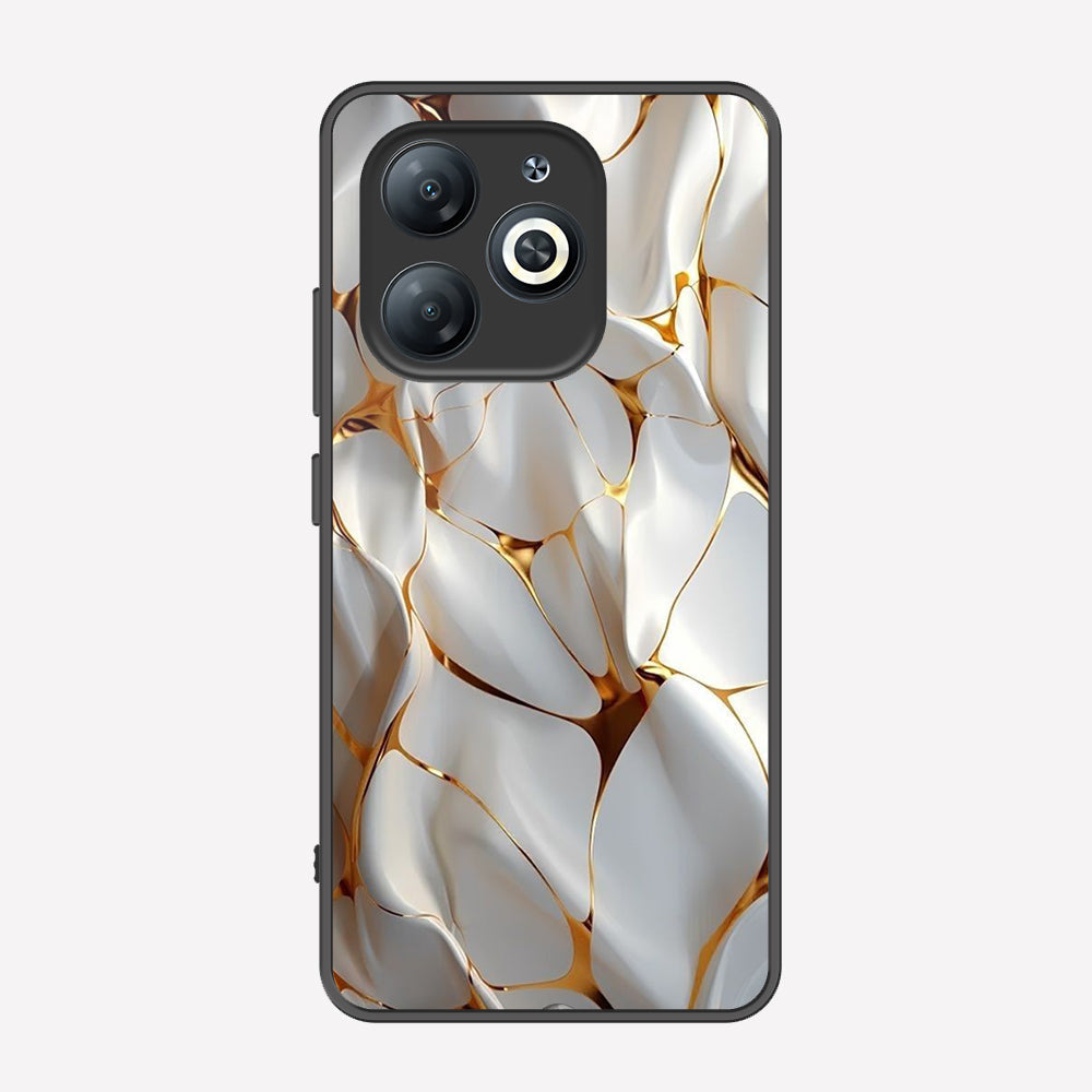 Tecno Spark 20 Cover - Luxury Gold Marble Series - Premium Printed Metal soft Bumper shock Proof Case