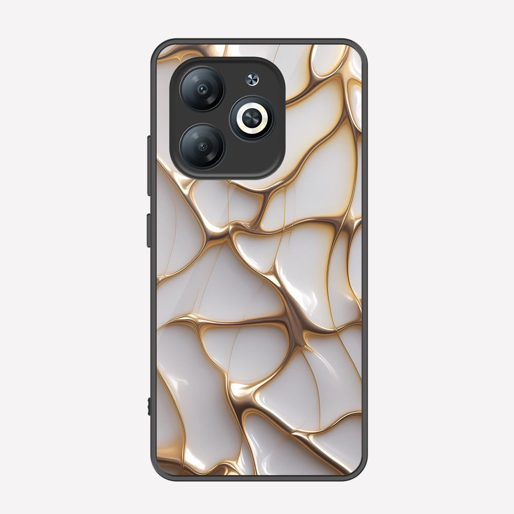 Tecno Spark 20 Cover - Luxury Gold Marble Series - Premium Printed Metal soft Bumper shock Proof Case