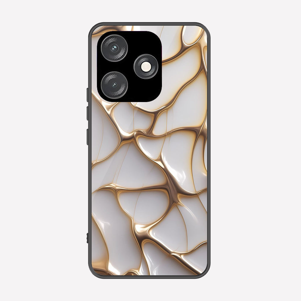 Tecno Spark 10 Cover - Luxury Gold Marble Series - Premium Printed Metal soft Bumper shock Proof Case