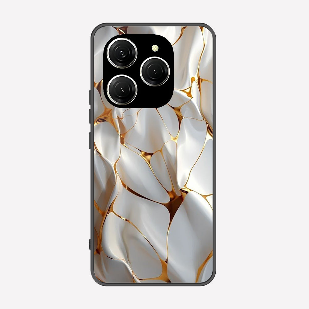 Tecno Spark 20 Pro Cover - Luxury Gold Marble Series - Premium Printed Metal soft Bumper shock Proof Case
