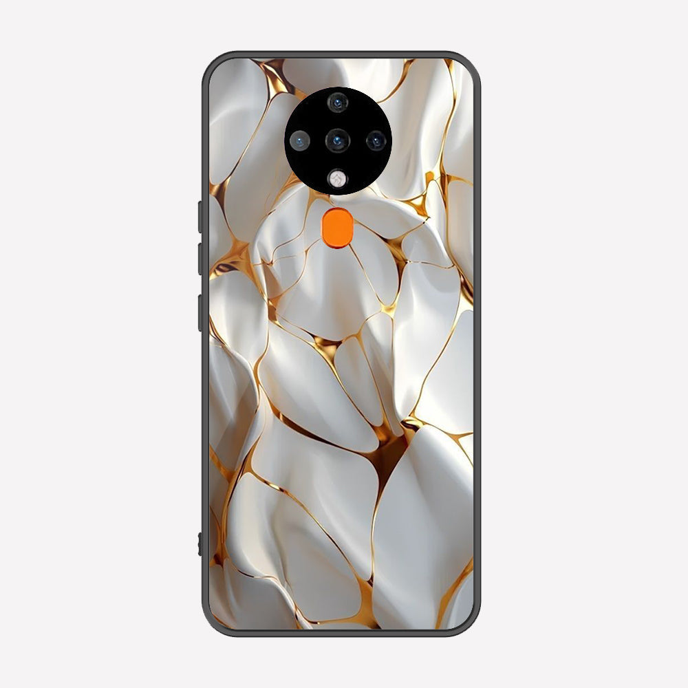Tecno Spark 6 Cover - Luxury Gold Marble Series - Premium Printed Metal soft Bumper shock Proof Case