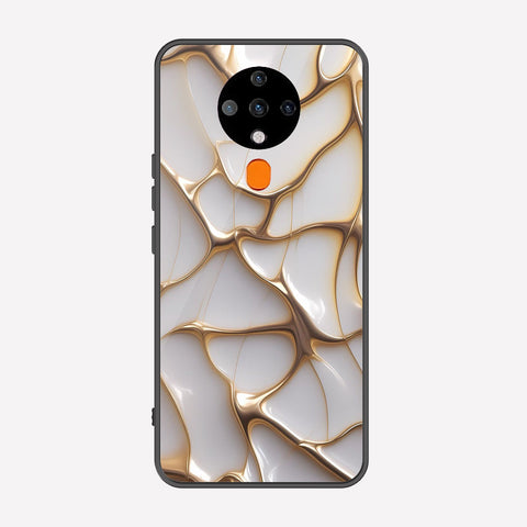 Tecno Spark 6 Cover - Luxury Gold Marble Series - Premium Printed Metal soft Bumper shock Proof Case