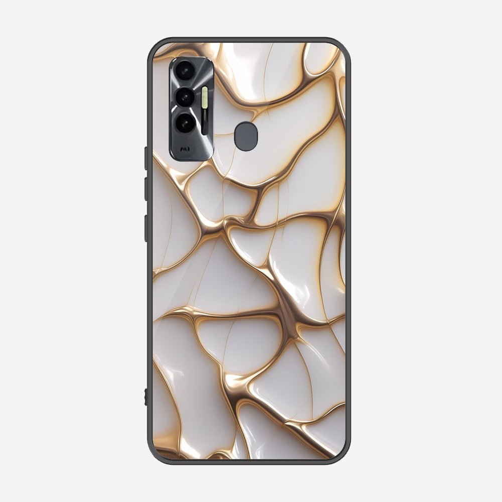Tecno Spark 7T Cover - Luxury Gold Marble Series - Premium Printed Metal soft Bumper shock Proof Case