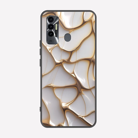 Tecno Spark 7T Cover - Luxury Gold Marble Series - Premium Printed Metal soft Bumper shock Proof Case