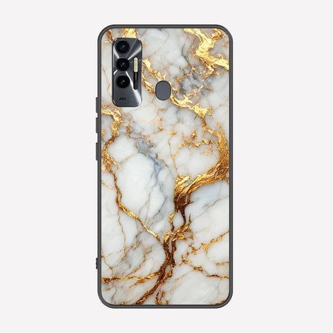 Tecno Spark 7T Cover - Luxury Gold Marble Series - Premium Printed Metal soft Bumper shock Proof Case