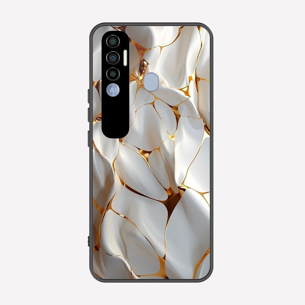 Tecno Spark 7 Pro Cover - Luxury Gold Marble Series - Premium Printed Metal soft Bumper shock Proof Case