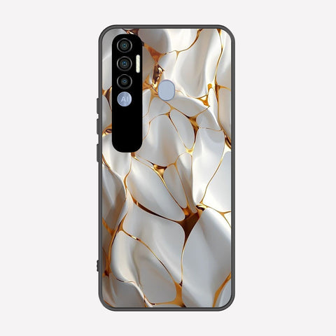 Tecno Spark 7 Pro Cover - Luxury Gold Marble Series - Premium Printed Metal soft Bumper shock Proof Case