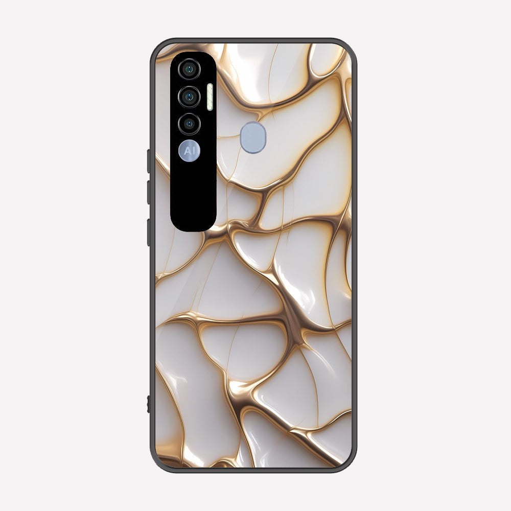 Tecno Spark 7 Pro Cover - Luxury Gold Marble Series - Premium Printed Metal soft Bumper shock Proof Case