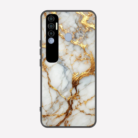 Tecno Spark 7 Pro Cover - Luxury Gold Marble Series - Premium Printed Metal soft Bumper shock Proof Case
