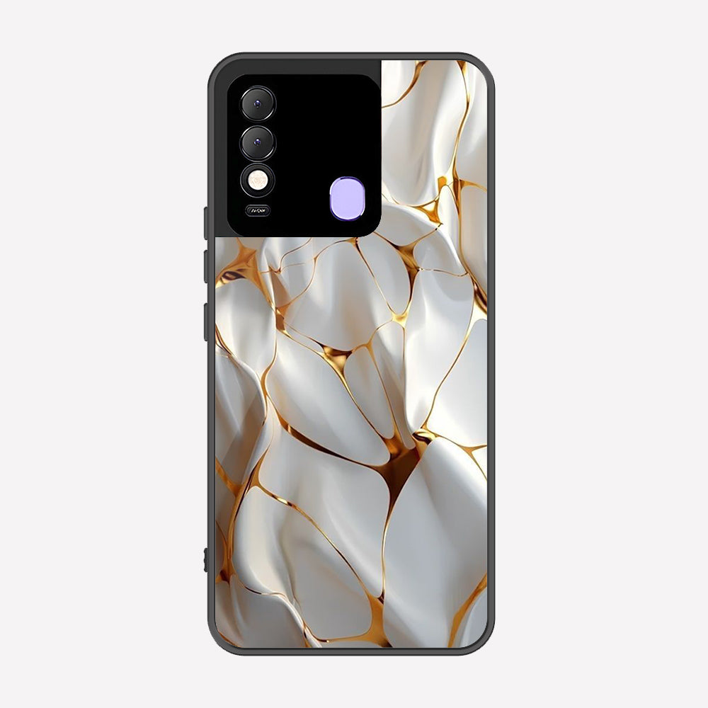 Tecno Spark 8 Cover - Luxury Gold Marble Series - Premium Printed Metal soft Bumper shock Proof Case