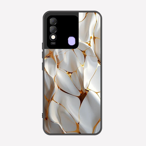 Tecno Spark 8 Cover - Luxury Gold Marble Series - Premium Printed Metal soft Bumper shock Proof Case