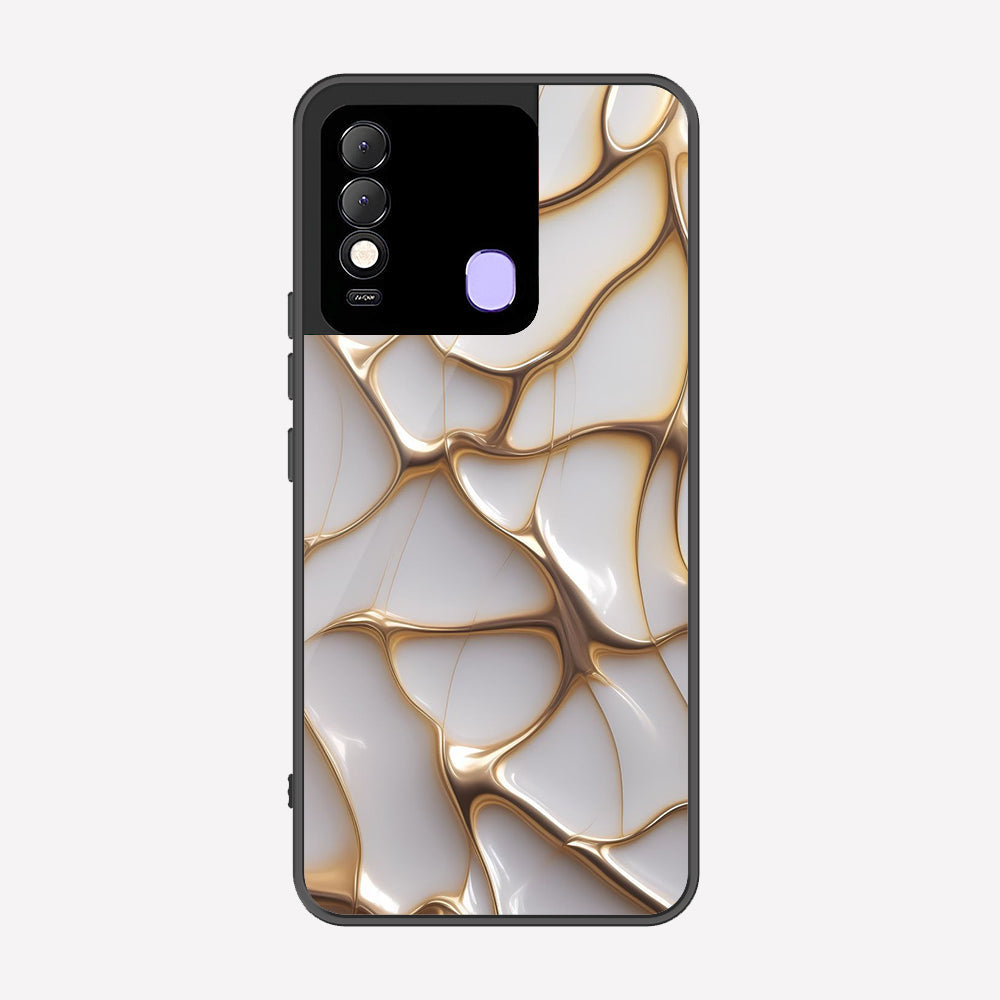 Tecno Spark 8 Cover - Luxury Gold Marble Series - Premium Printed Metal soft Bumper shock Proof Case