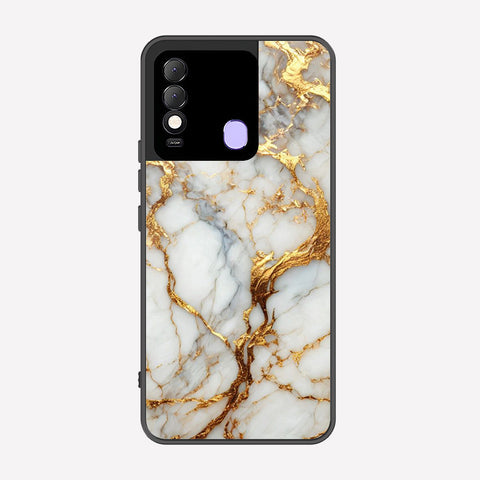 Tecno Spark 8 Cover - Luxury Gold Marble Series - Premium Printed Metal soft Bumper shock Proof Case