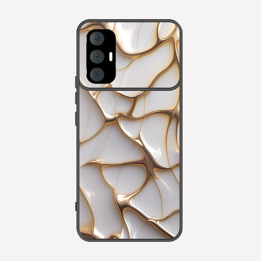 Tecno Spark 8 Pro Cover - Luxury Gold Marble Series - Premium Printed Metal soft Bumper shock Proof Case