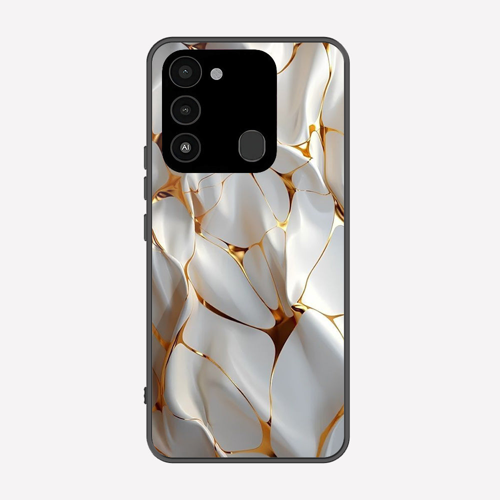 Tecno Spark 9 Cover - Luxury Gold Marble Series - Premium Printed Metal soft Bumper shock Proof Case